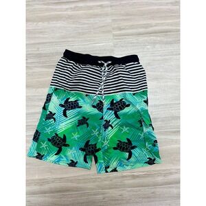 Snapper Rock Kids Swim Trunks Green Sea Turtle Nautical Stripe Board Shorts 8